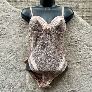 Aubade Pink Lace Sheer Bodysuit